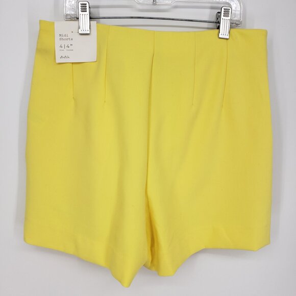 3/$25 a new day Stretch Midi Pleated Shorts 4 Womens High Rise Waist Yellow - Picture 4 of 13